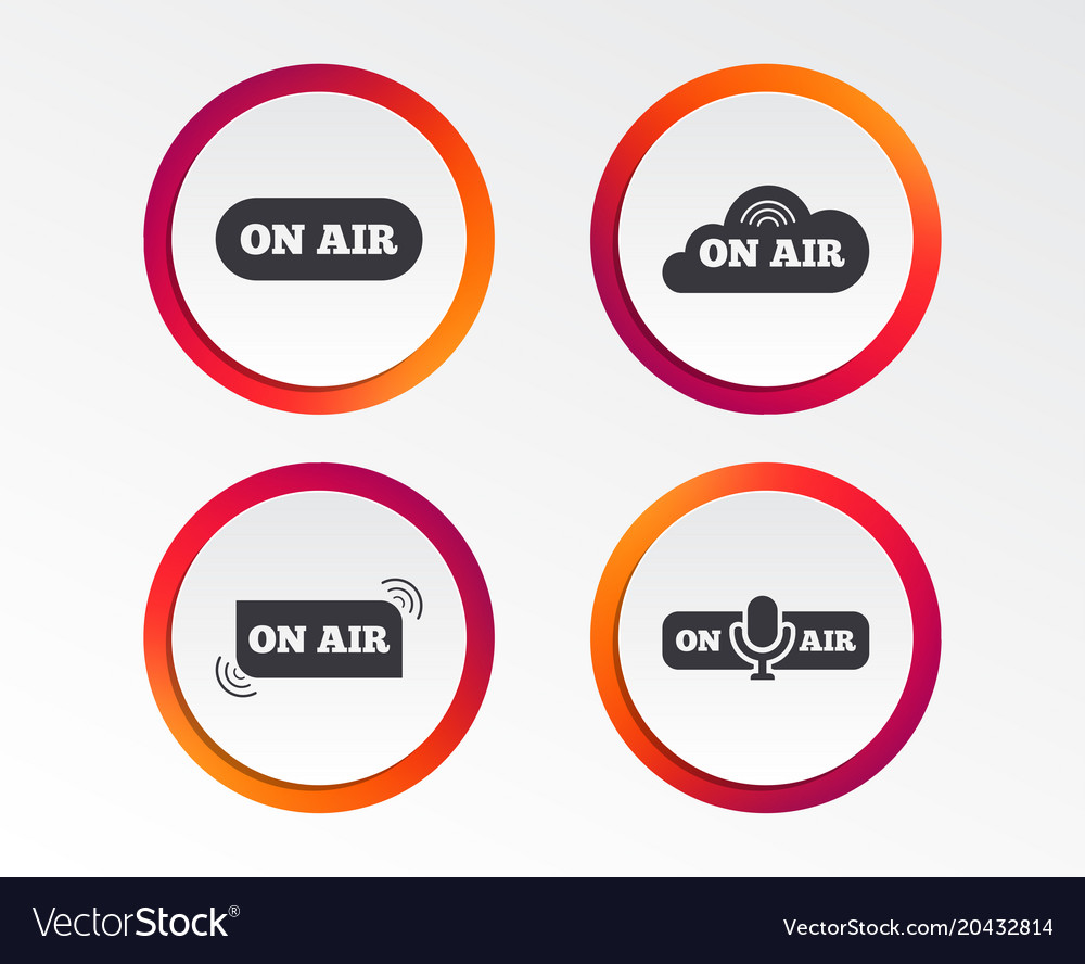 On air icons live stream signs microphone Vector Image