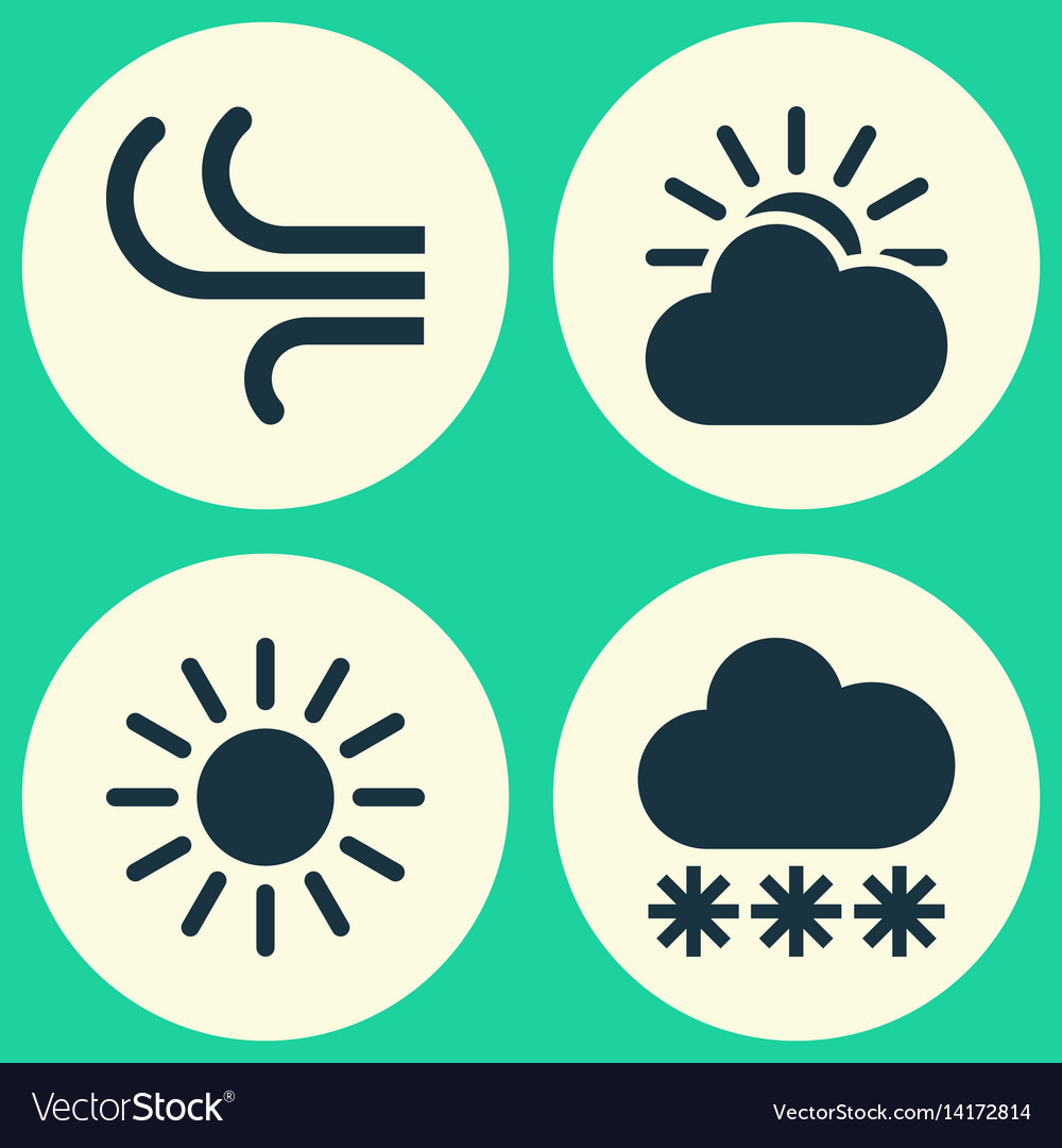 Weather icons set collection of sun-cloud snowy Vector Image