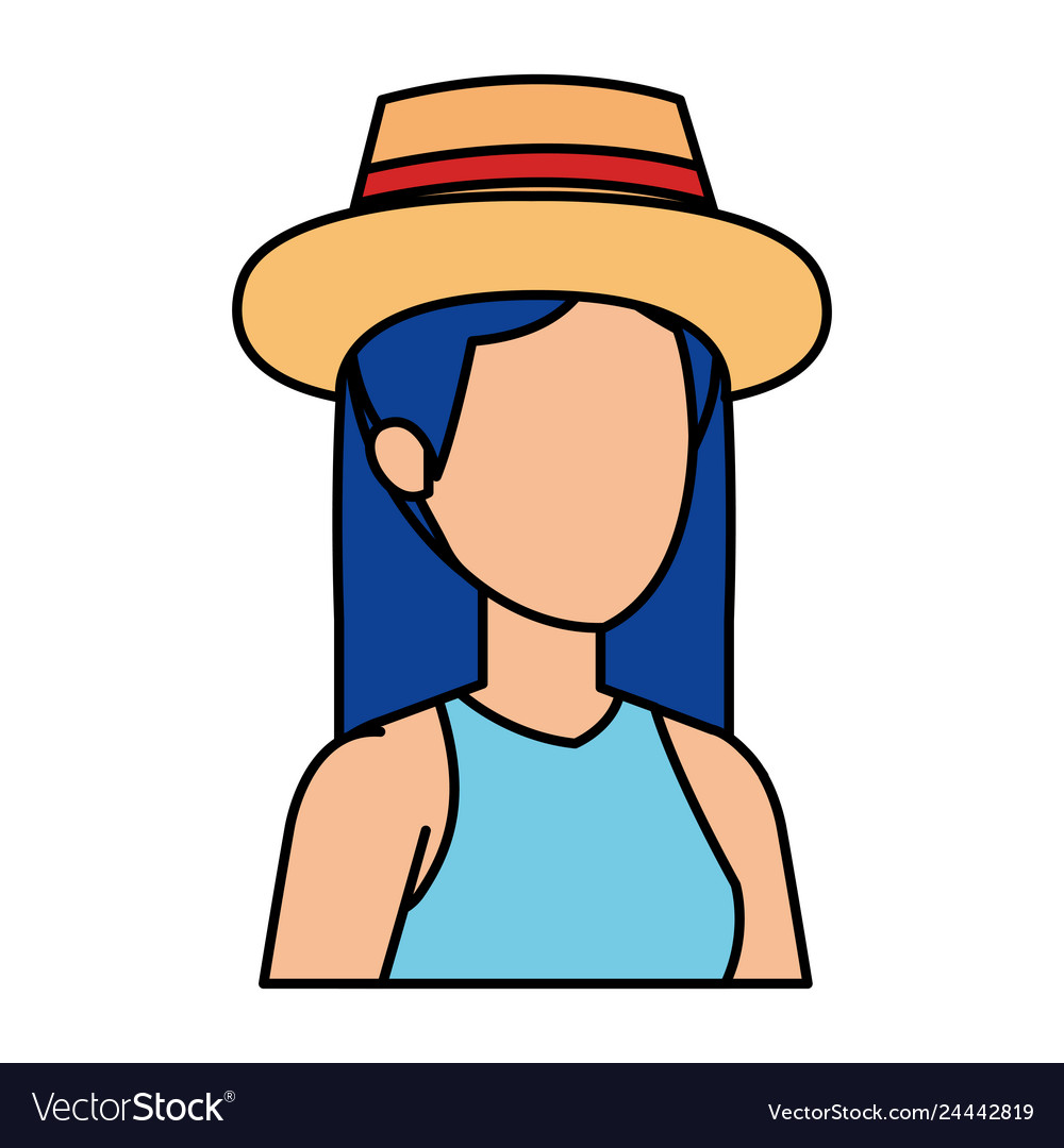 Beautiful tourist girl with summer hat character