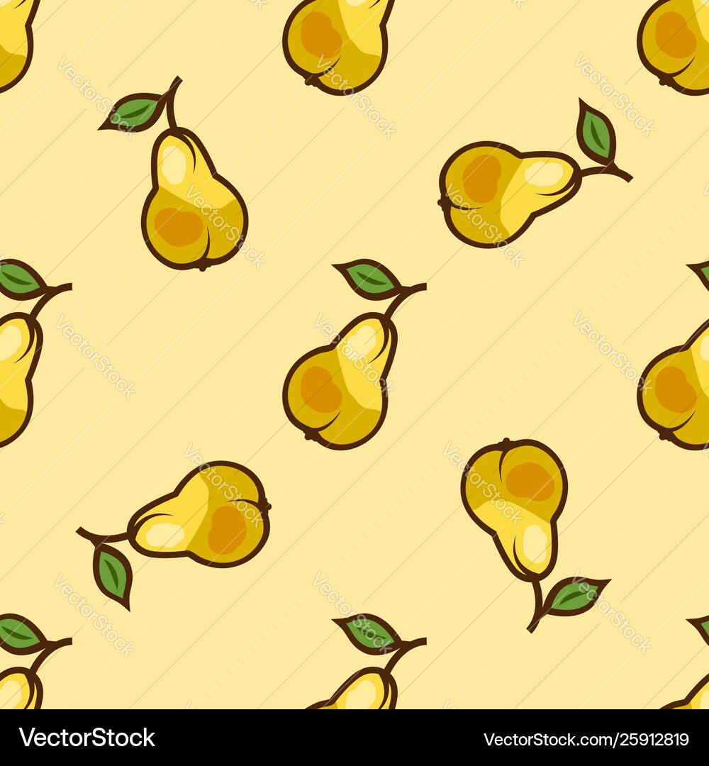 Bright yellow pear seamless pattern Royalty Free Vector