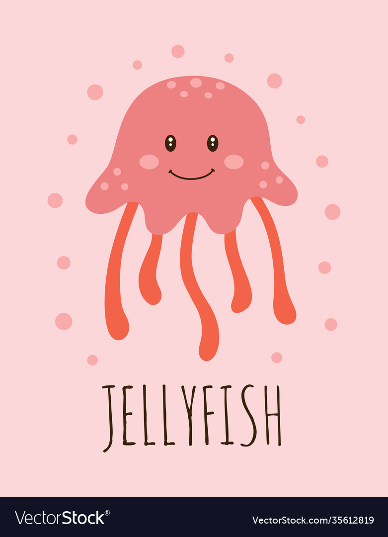 Cartoon card with cute jellyfish