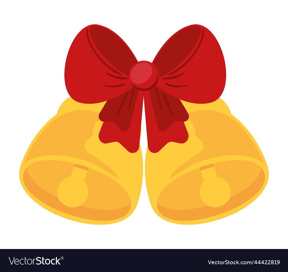 Christmas bells and bow Royalty Free Vector Image