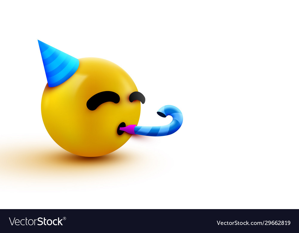 Party face emoji - yellow with a hat