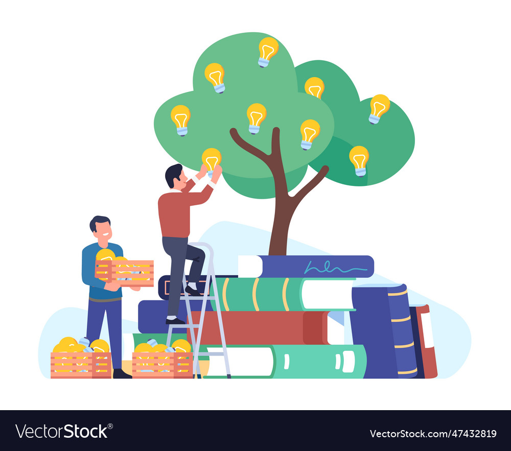 People getting ideas from books knowledge Vector Image