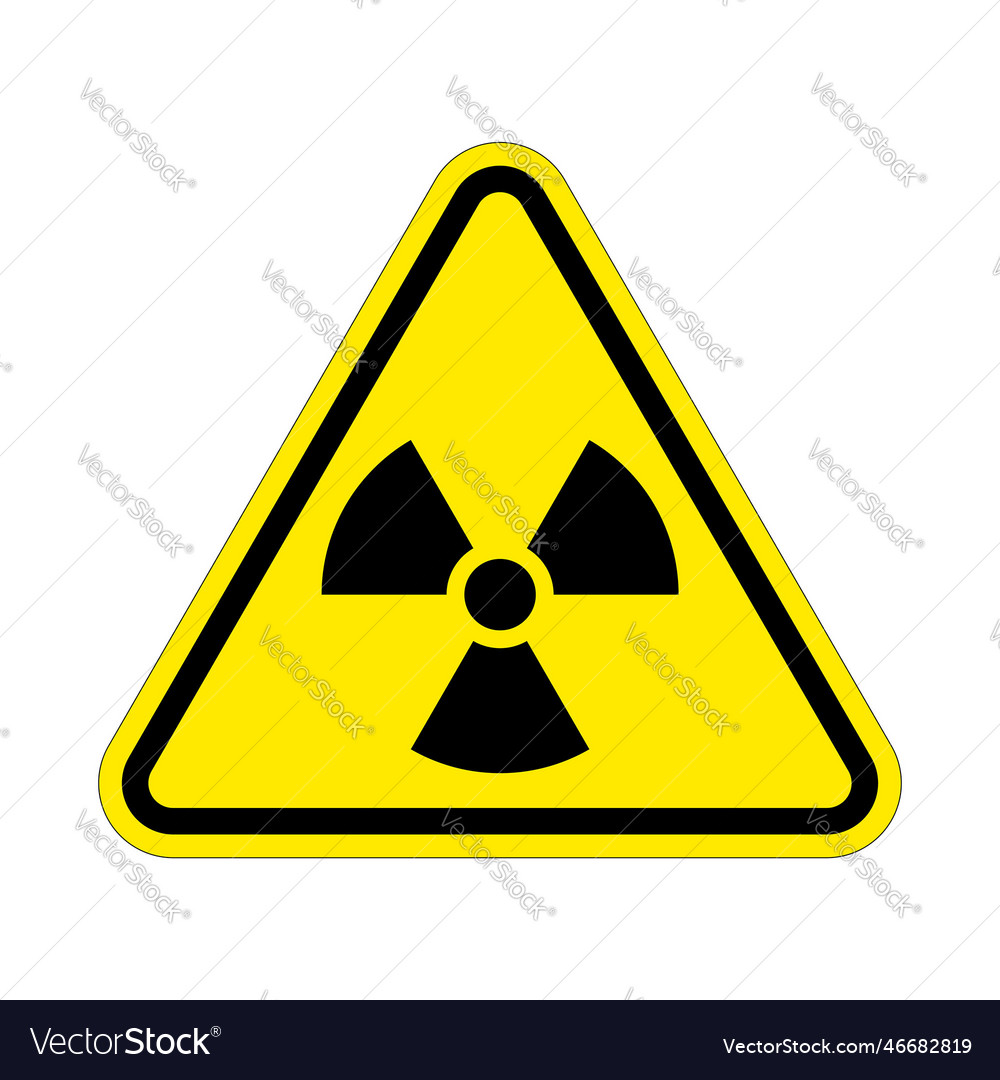 Radiation logo in yellow triangle warning sign Vector Image