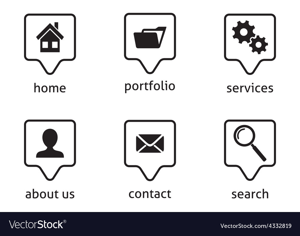 Download Website menu icons Royalty Free Vector Image - VectorStock