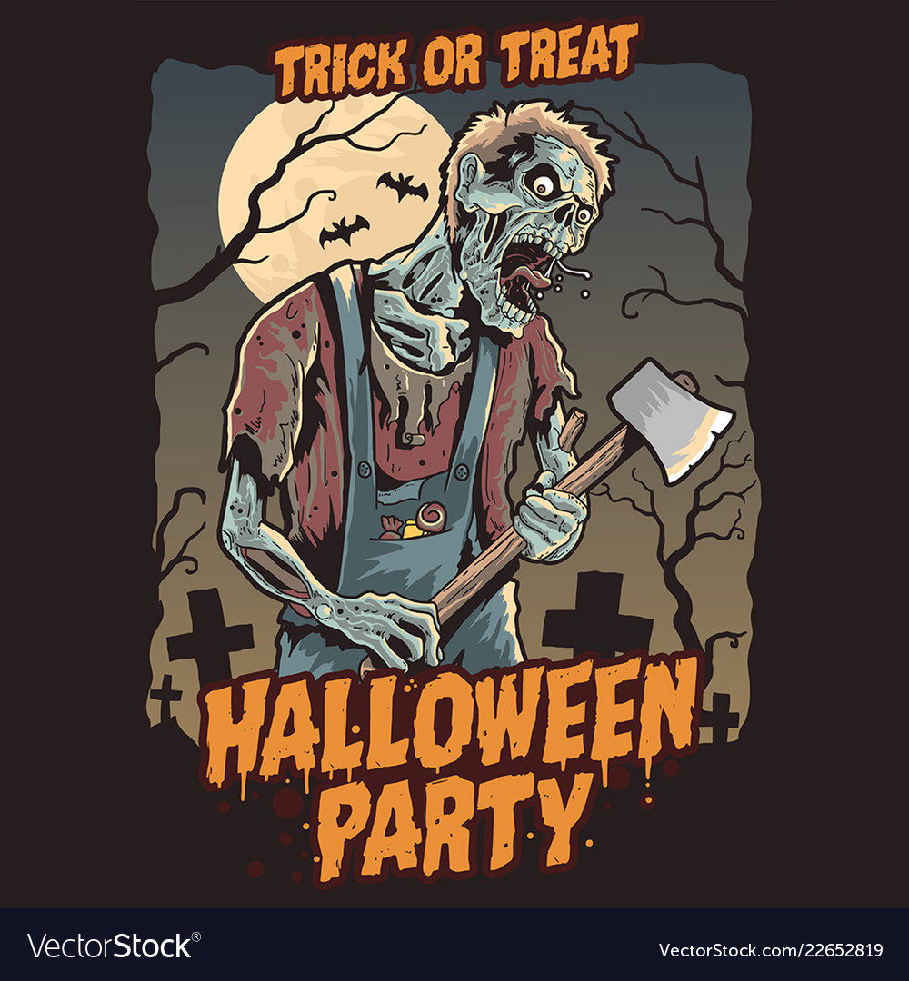 Zombie halloween party vector image Zombie halloween party
