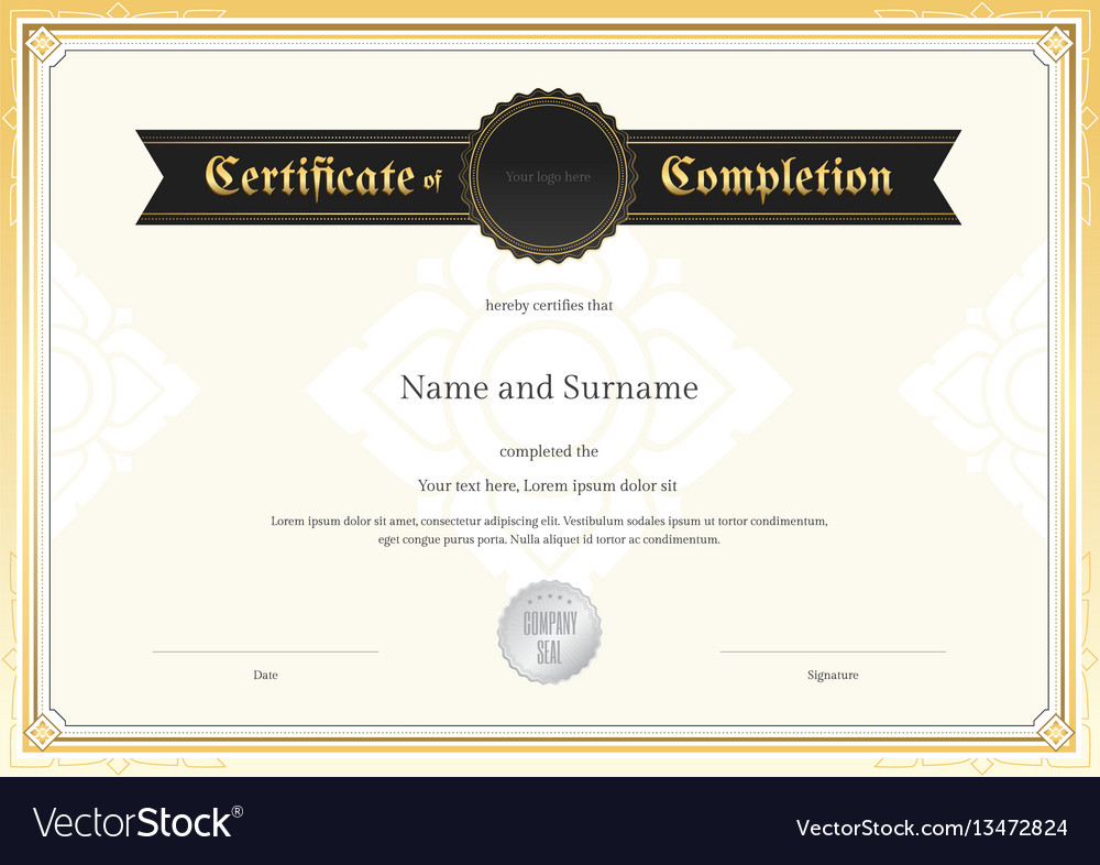 Certificate completion template applied thai art Vector Image