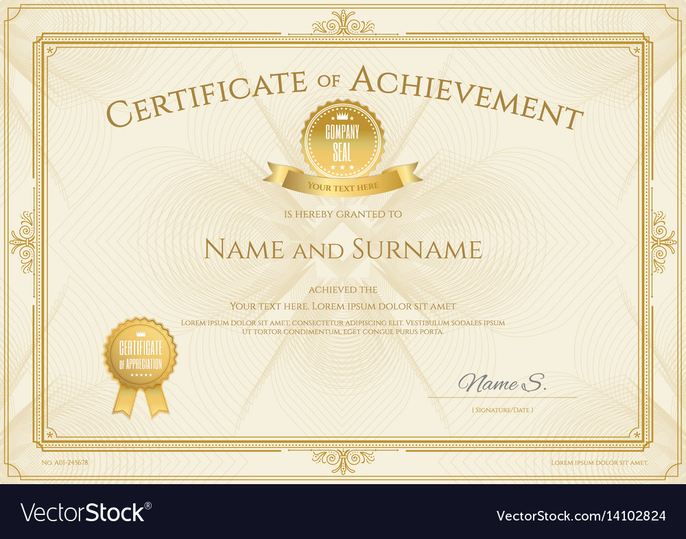 Certificate of achievement template with elegant Vector Image