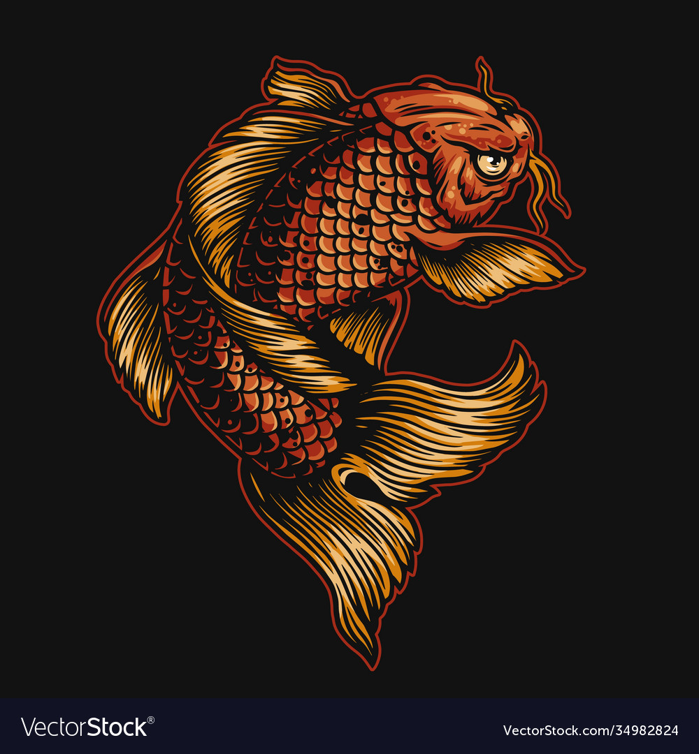 Koi fish drawing Royalty Free Vector Image - VectorStock