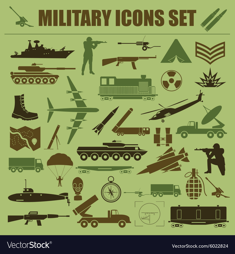 Military icon set Constructor kit Royalty Free Vector Image