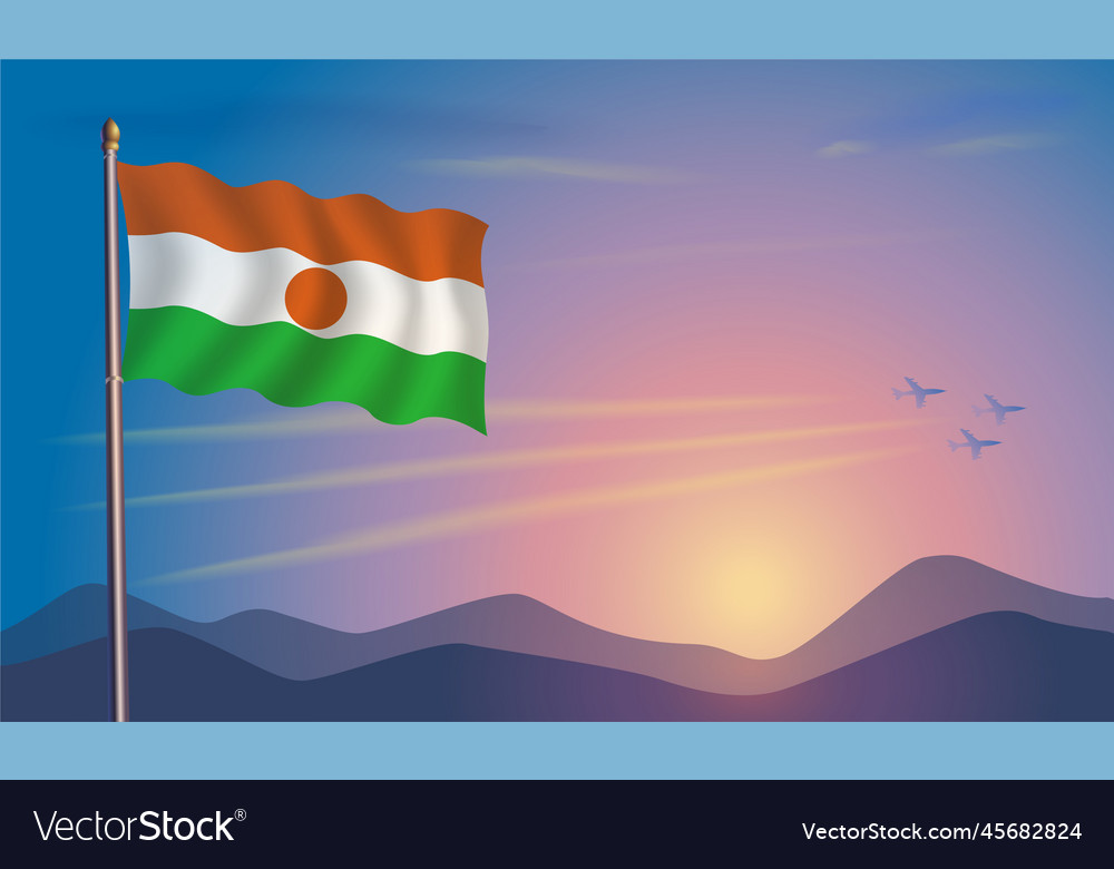 Niger flag in the morning sun Royalty Free Vector Image