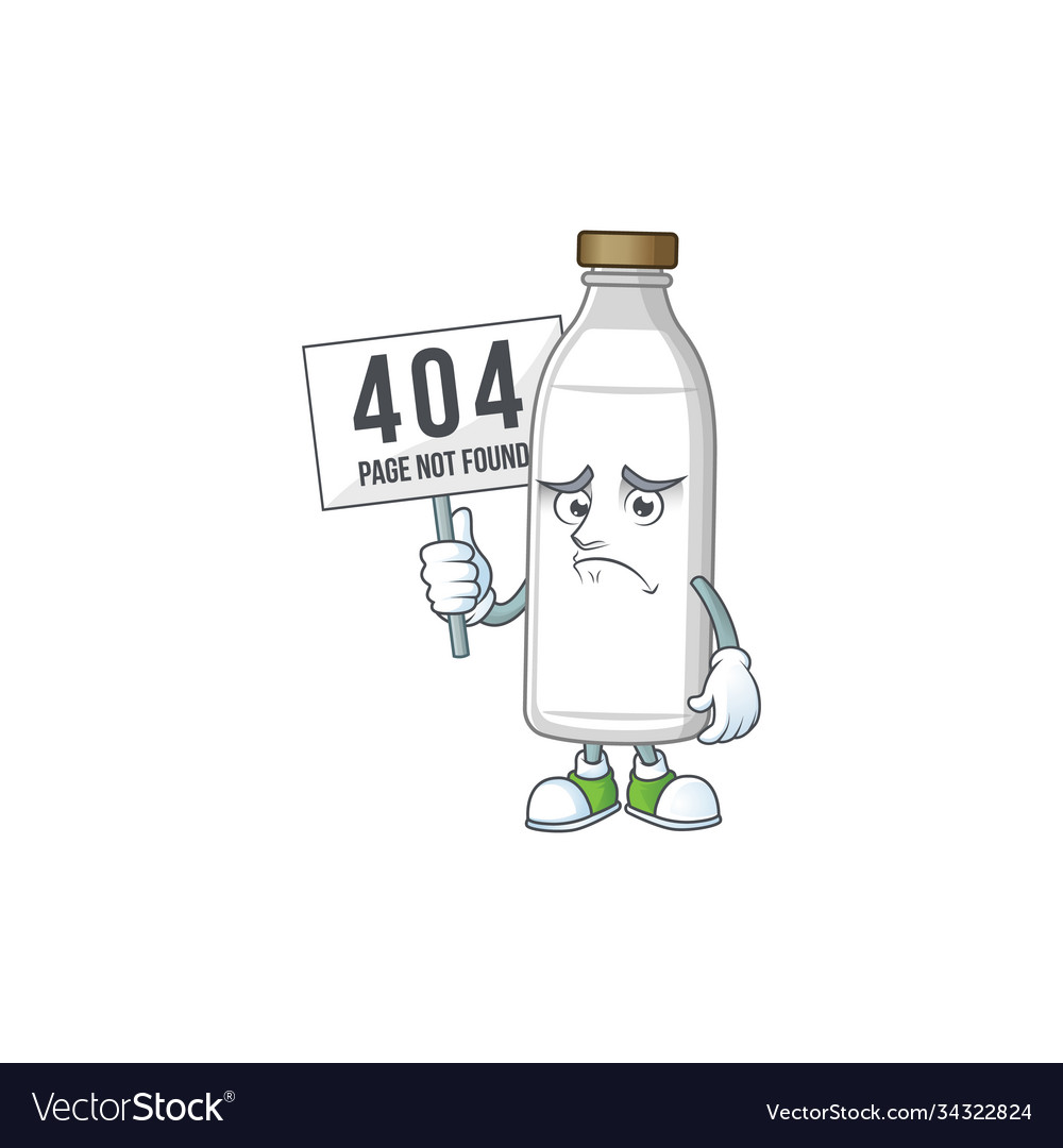 Sad face milk bottle cartoon raised up 404 boards