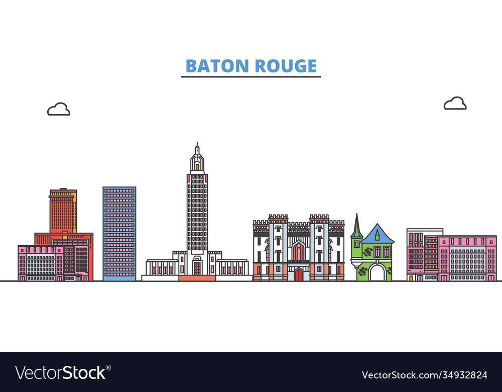 United states baton rouge line cityscape flat Vector Image