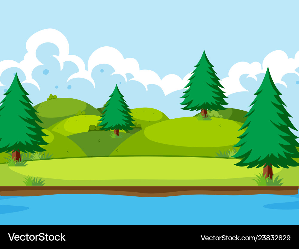 A flat nature landscape Royalty Free Vector Image