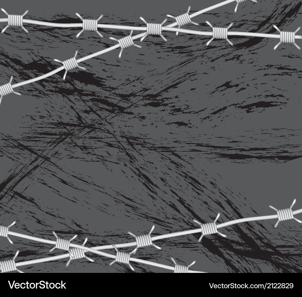 Barbed wire over grunge background Royalty Free Vector Image