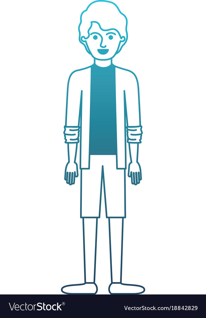 Man full body with shirt and jacket and short Vector Image