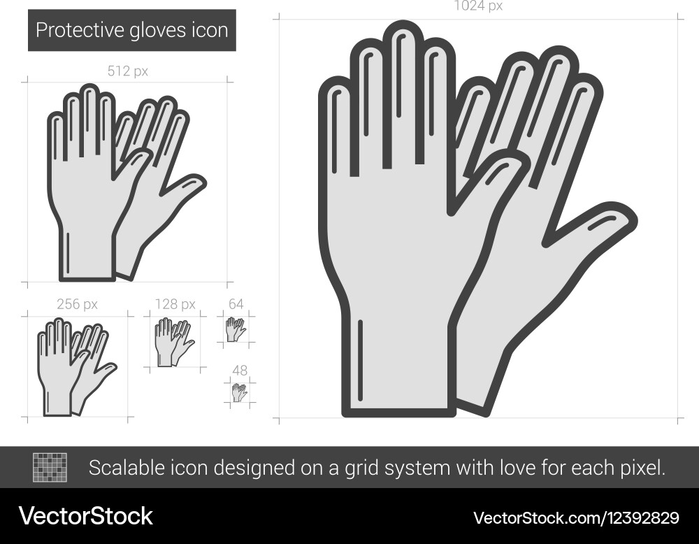 Protective gloves line icon Royalty Free Vector Image
