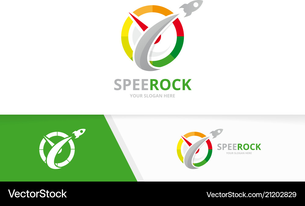 Speed Fast Rockets Logo Speedometer and rocket logo combination Royalty Free Vector