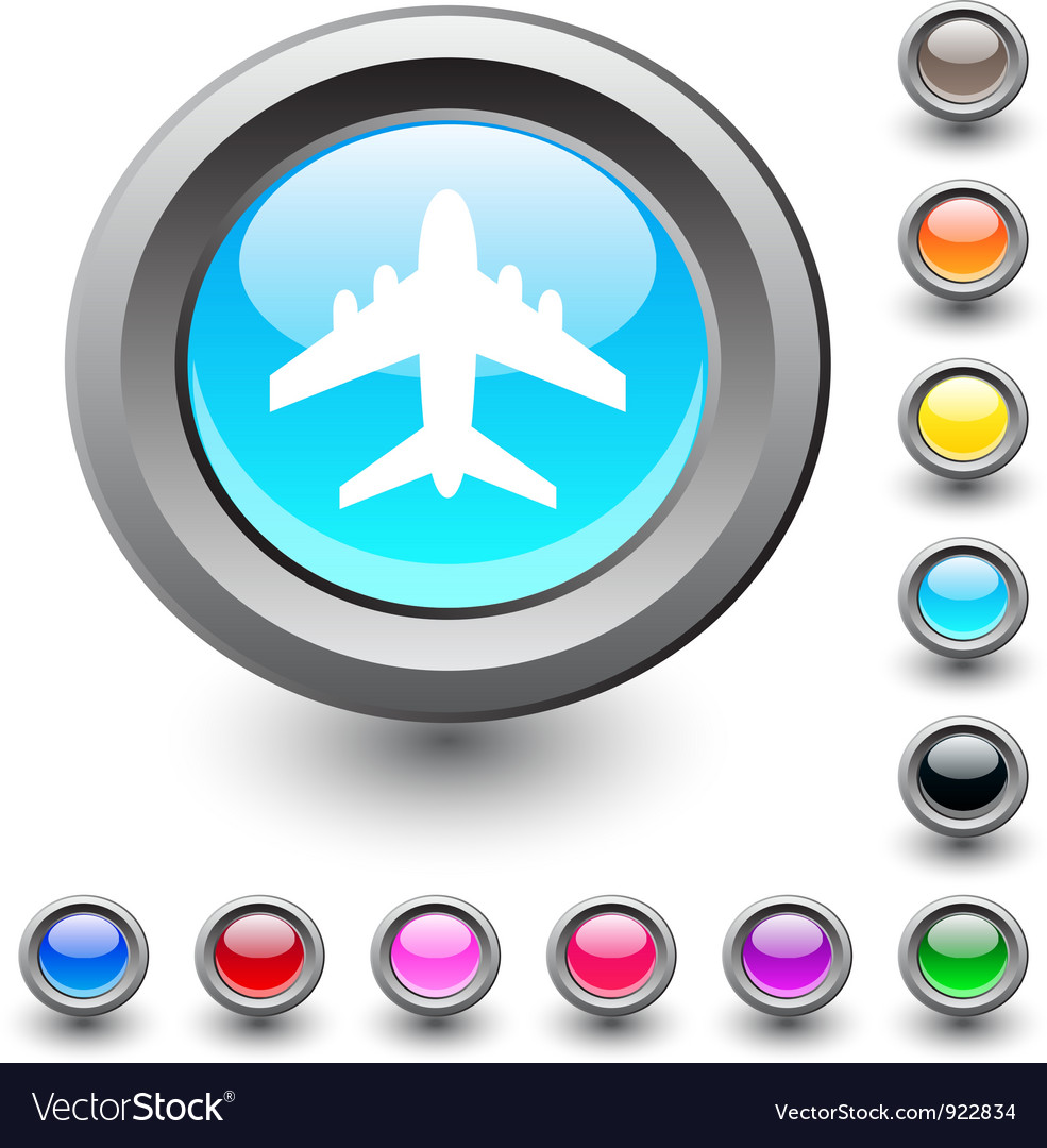 Aircraft round button Royalty Free Vector Image