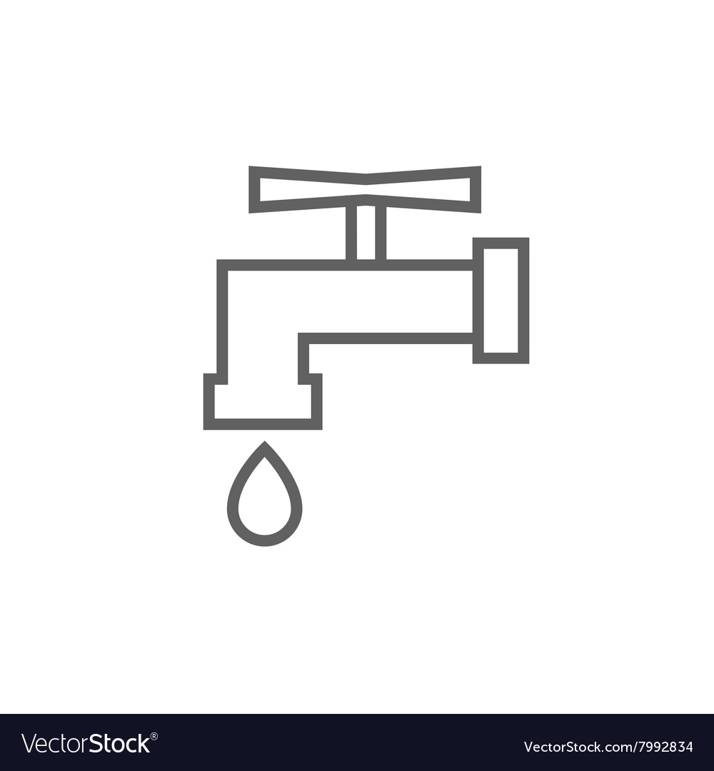 Faucet with water drop line icon