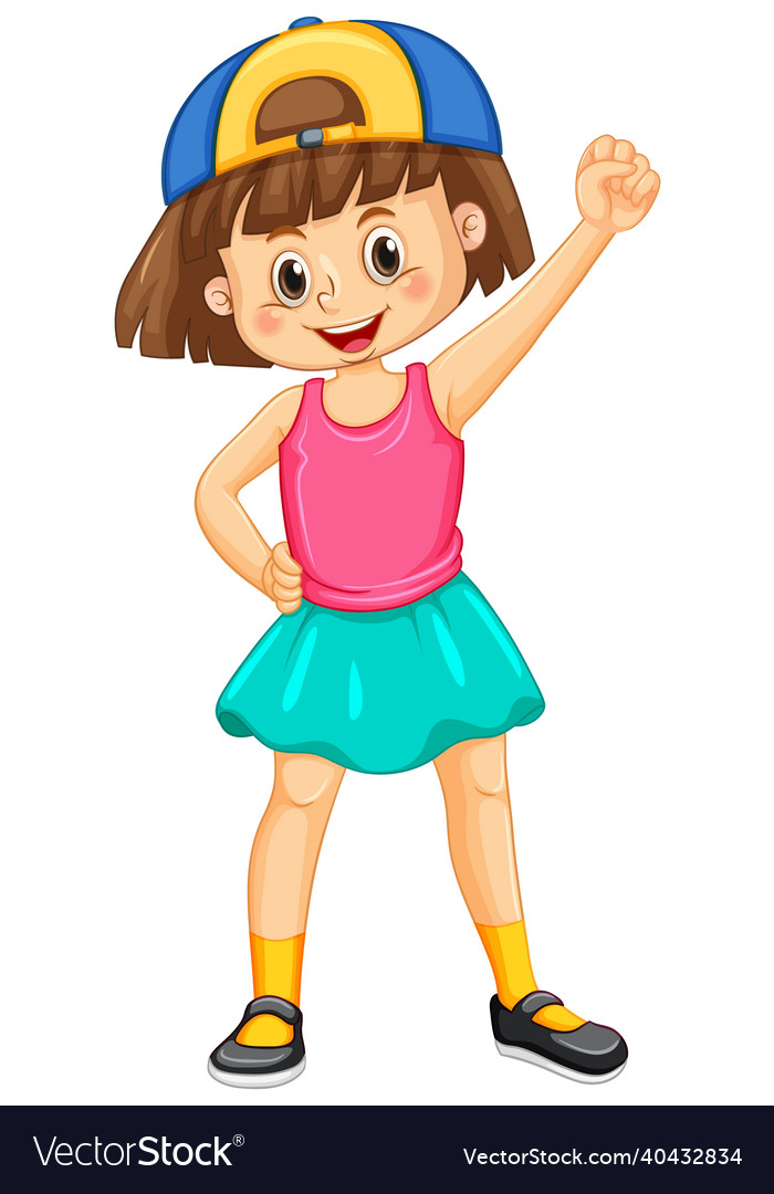 Happy girl wears cap cartoon character Royalty Free Vector