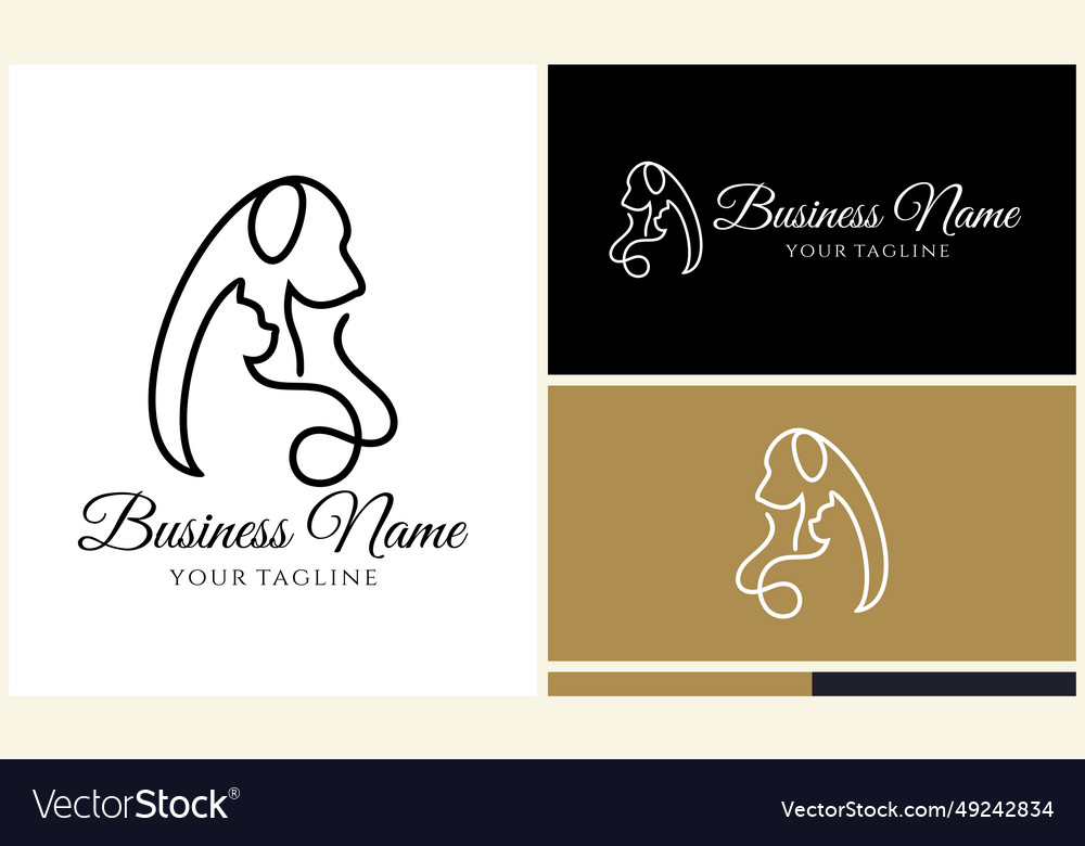 One line dog and cat Royalty Free Vector Image