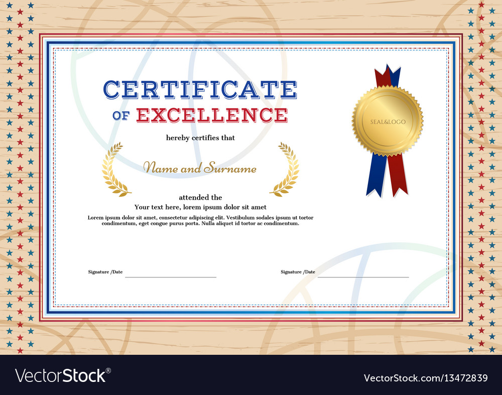 Certificate excellence template in sport theme Vector Image