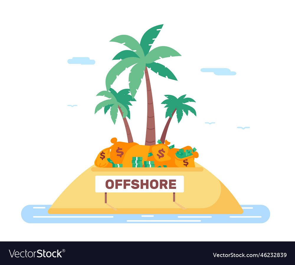 Offshore company money on tropical island