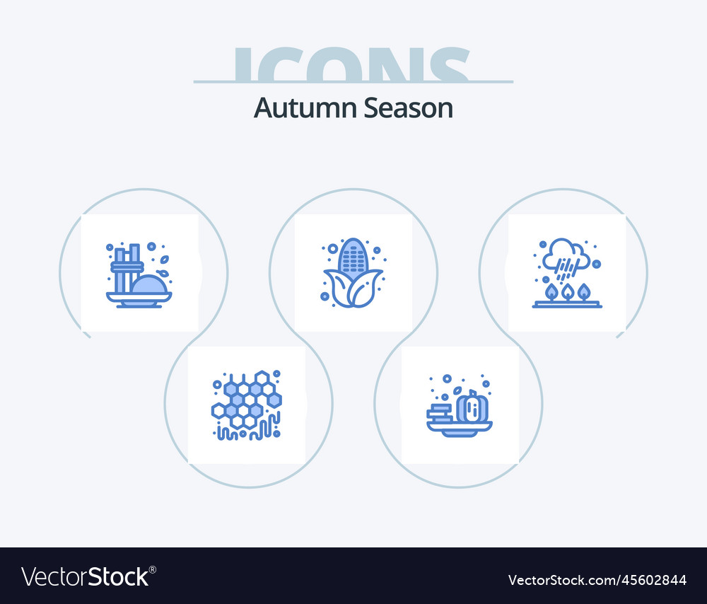 Autumn blue icon pack 5 design rain