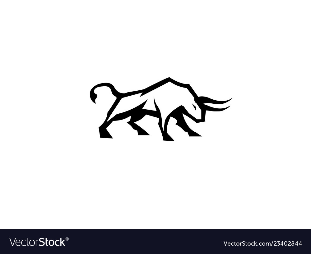 Bull buffalo attack with horns logo design Vector Image