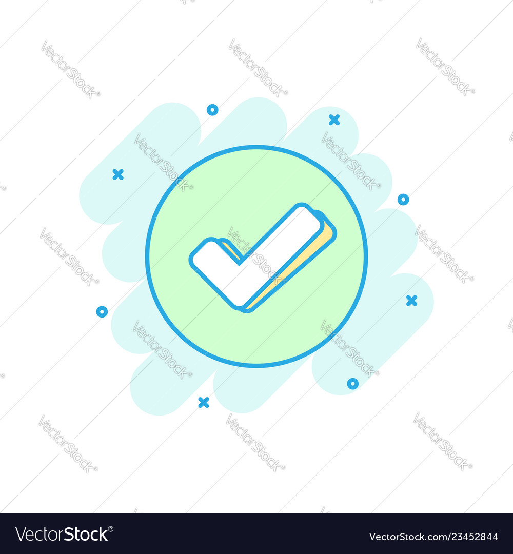 Check mark icon in comic style ok accept cartoon Vector Image Check mark icon in comic style ok accept cartoon Vector Image