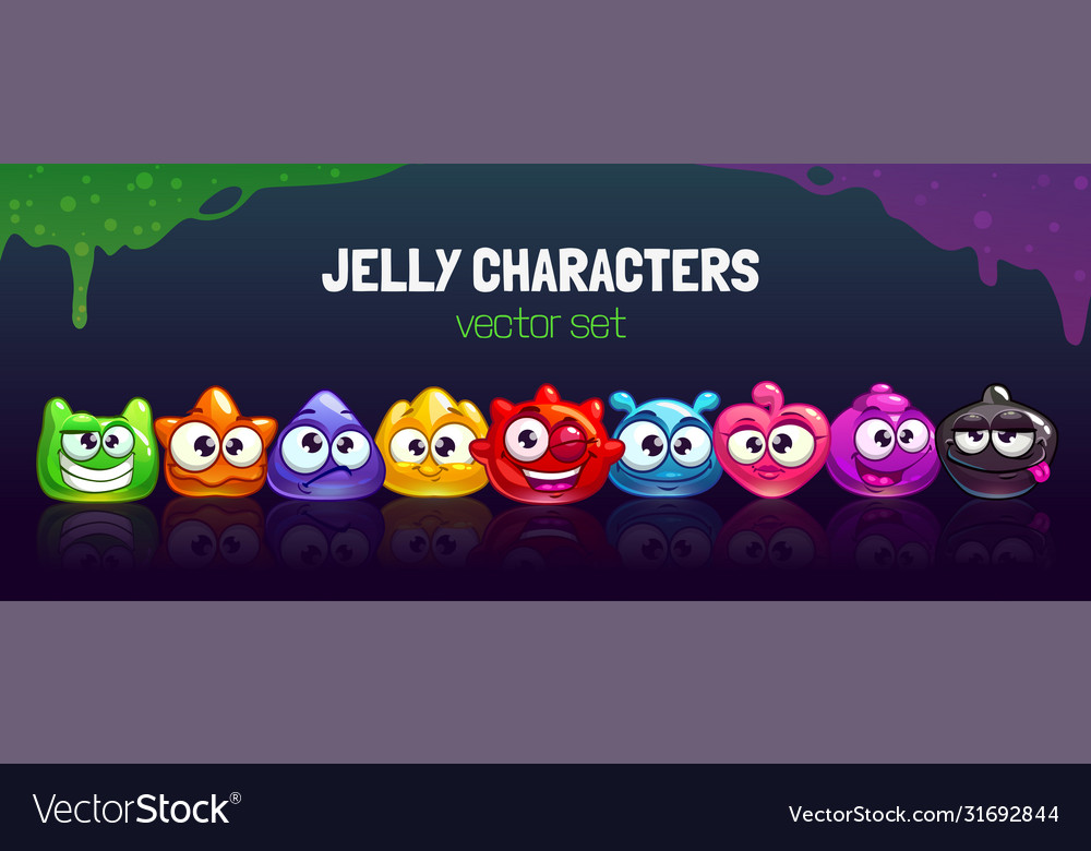 Funny carton colorful jelly characters set cool vector image Funny carton colorful jelly characters set cool