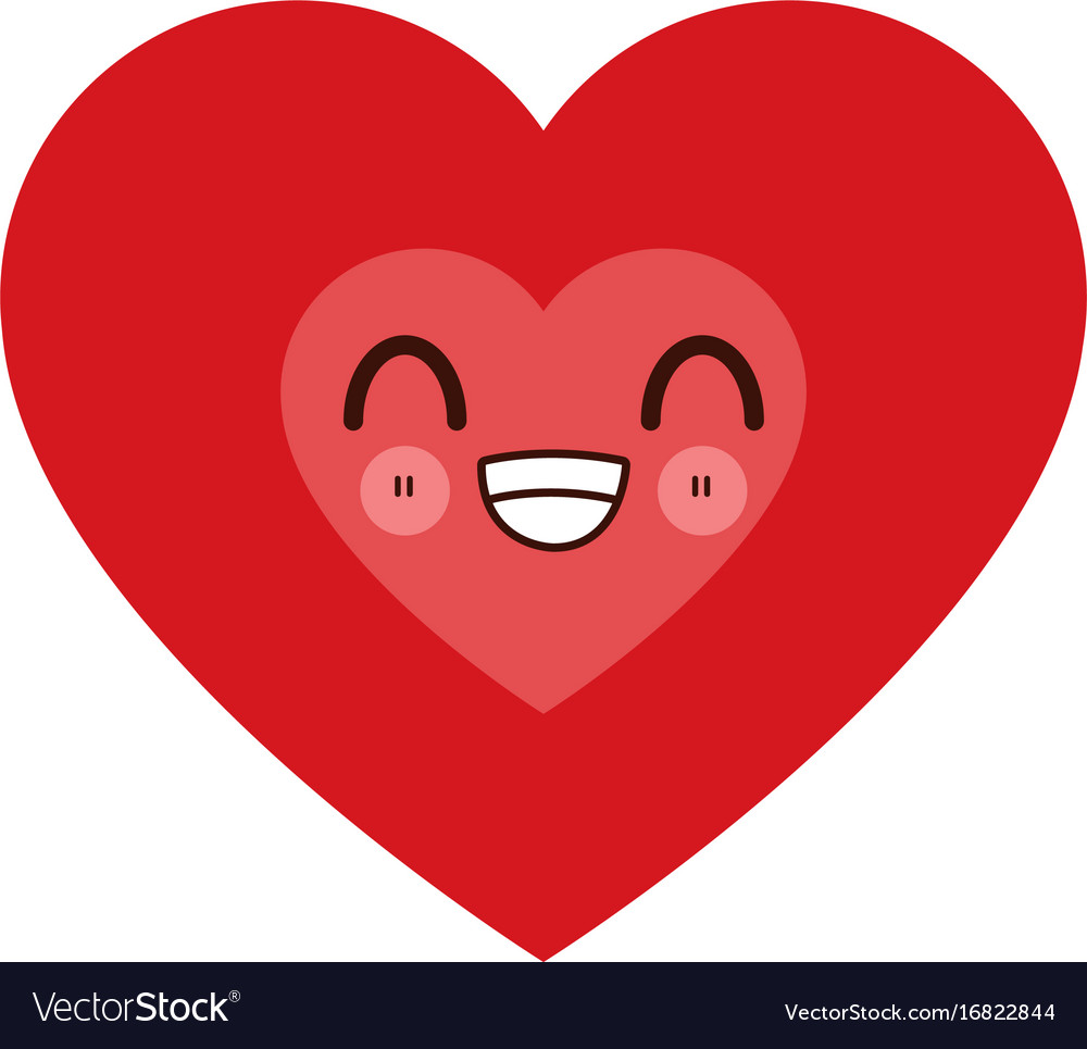 Kawaii red heart love passion cartoon Royalty Free Vector