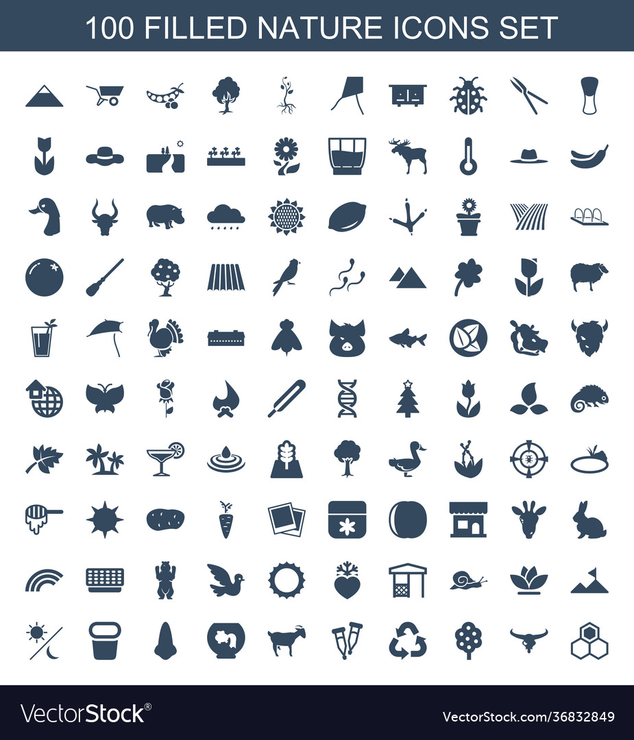 100 nature icons Royalty Free Vector Image - VectorStock