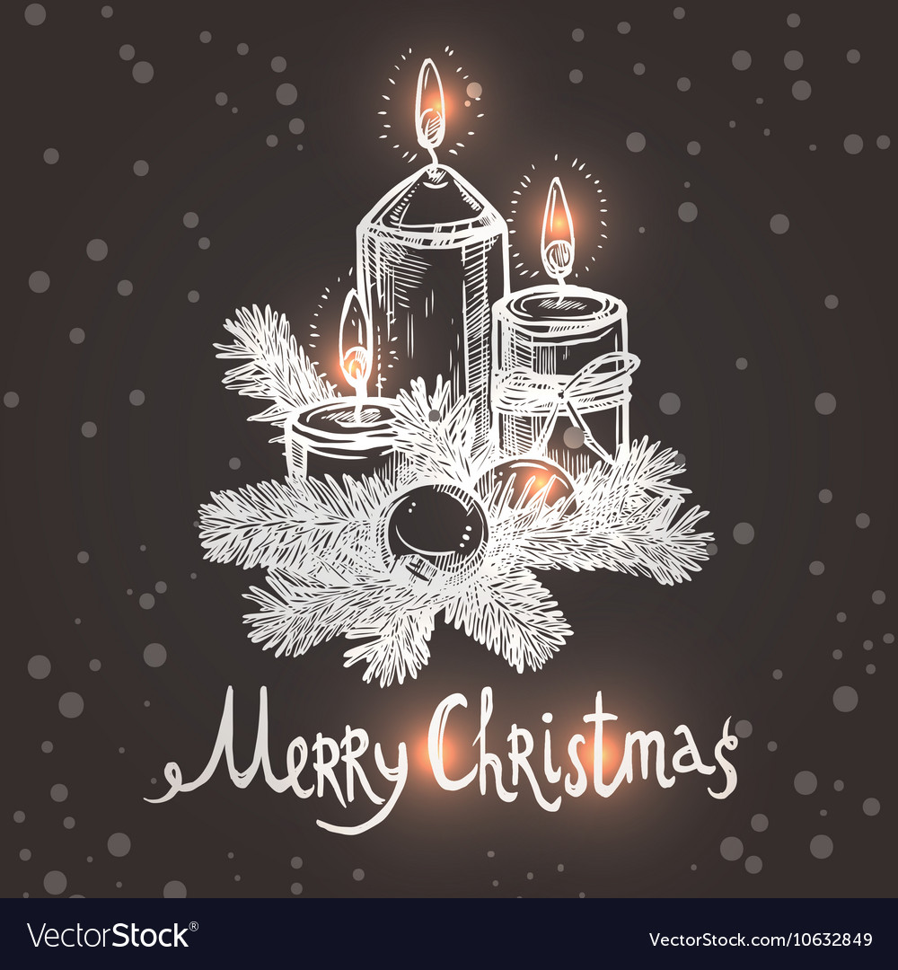 Christmas card with sketch candles