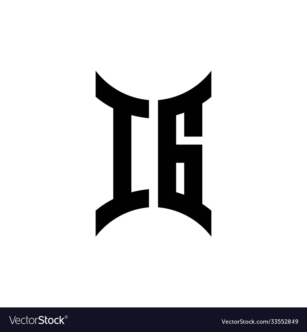 Ig monogram logo with curved side Royalty Free Vector Image