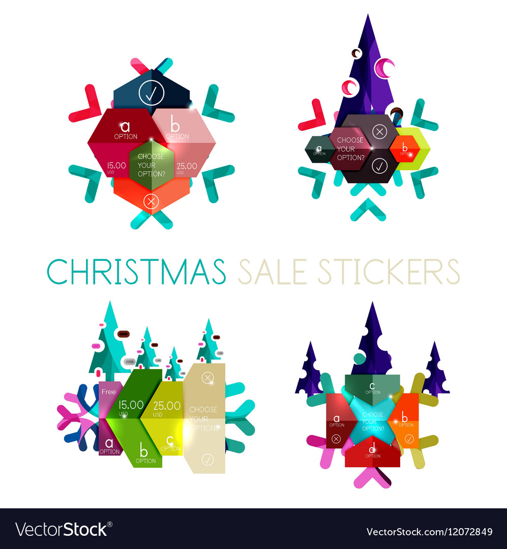 Modern paper christmas stickers Royalty Free Vector Image