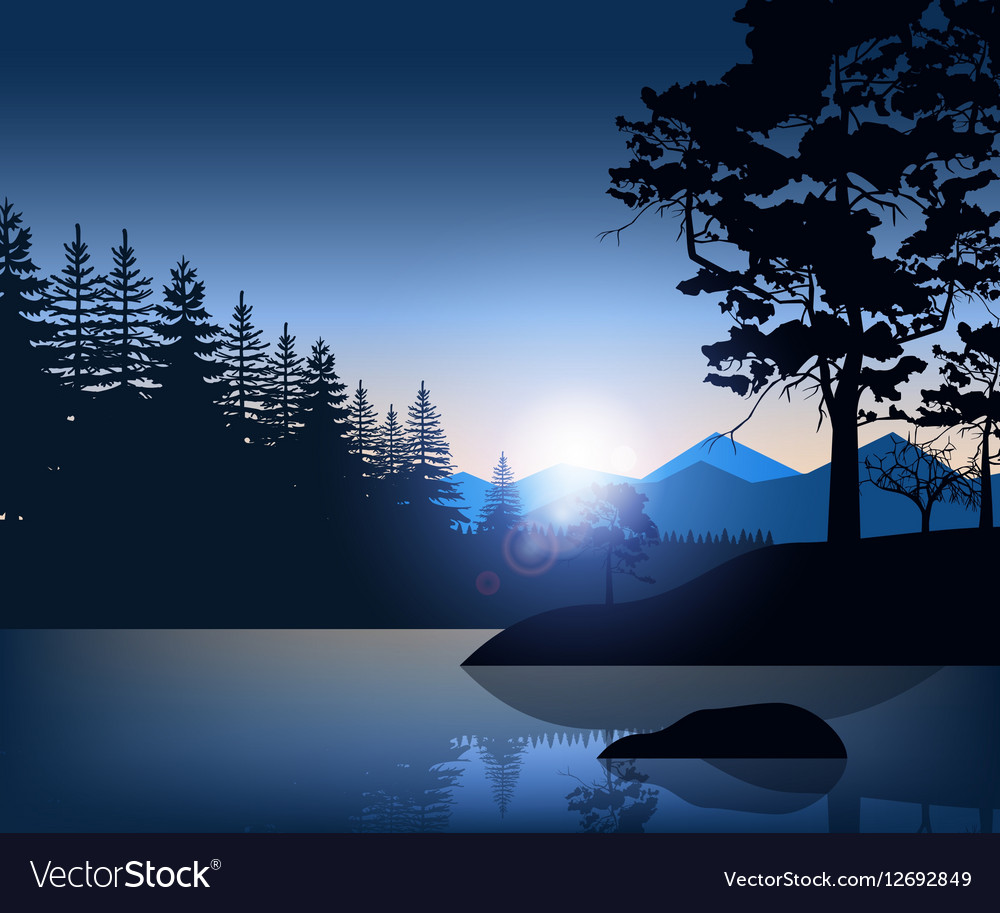 Nature backdrop of mountains and lake landscape Vector Image