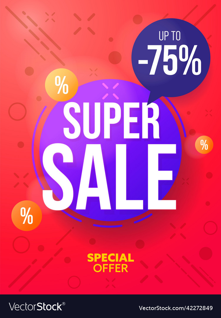 Super sale banner advertising up to 75 special Vector Image