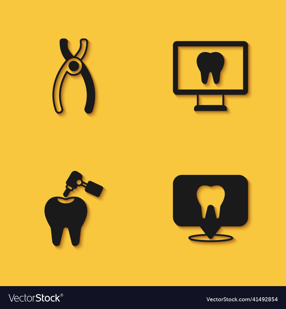 set-dental-pliers-clinic-location-tooth-royalty-free-vector