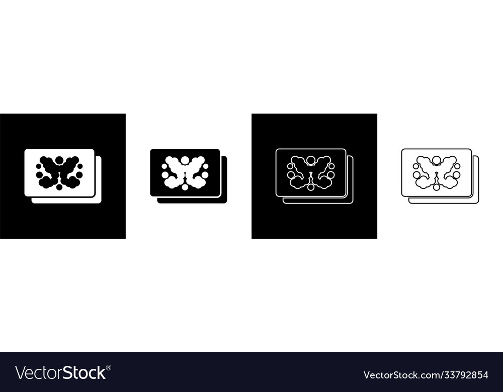 Set rorschach test icon isolated on black