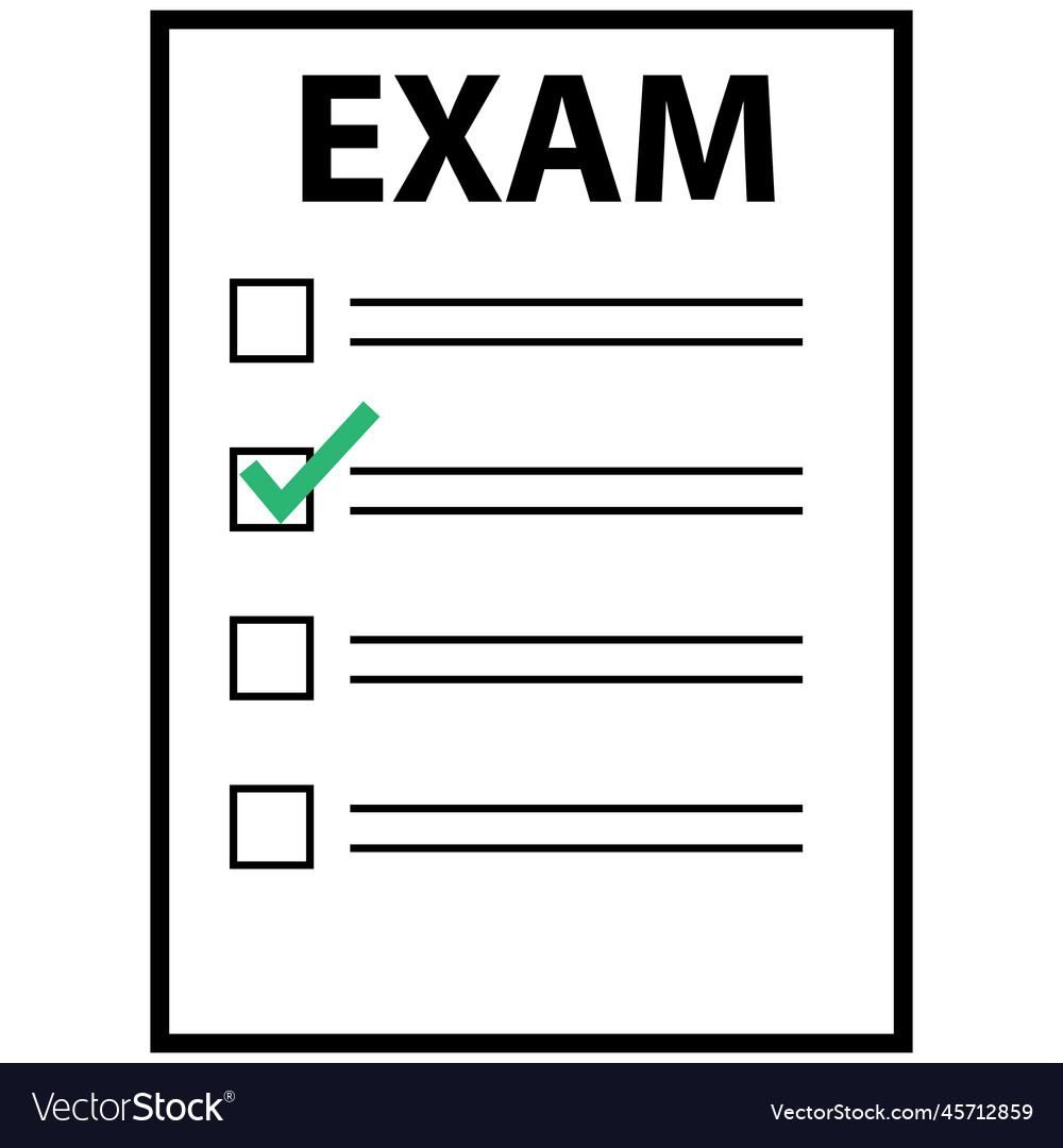 Exam paper icon on white background test