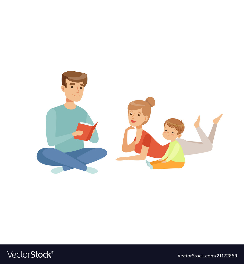 Family Reading A Book Together Happy Family And Vector Image