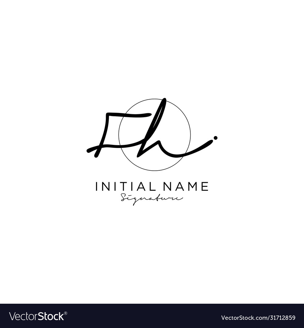 Fh initial handwriting logo design Royalty Free Vector Image