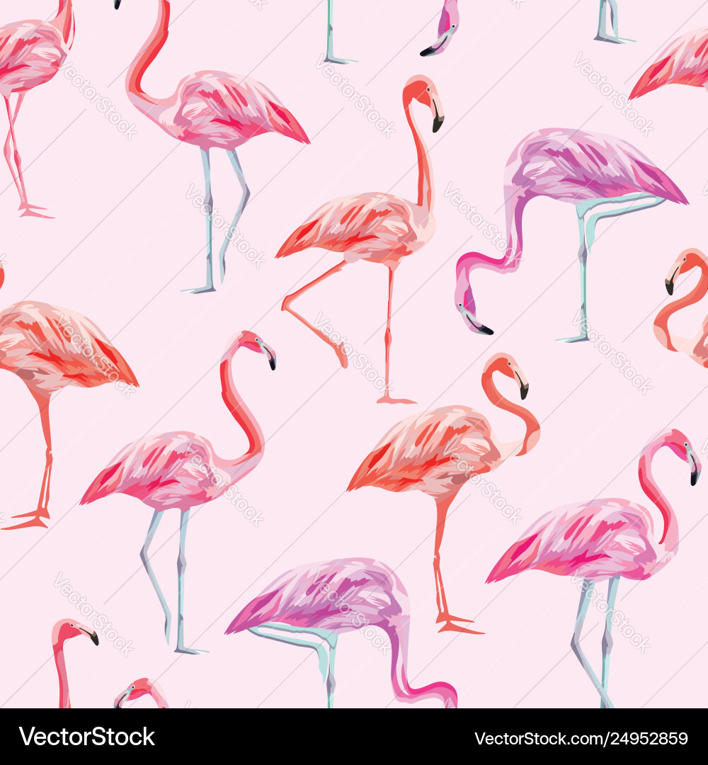 Flamingo seamless pattern pink background Vector Image