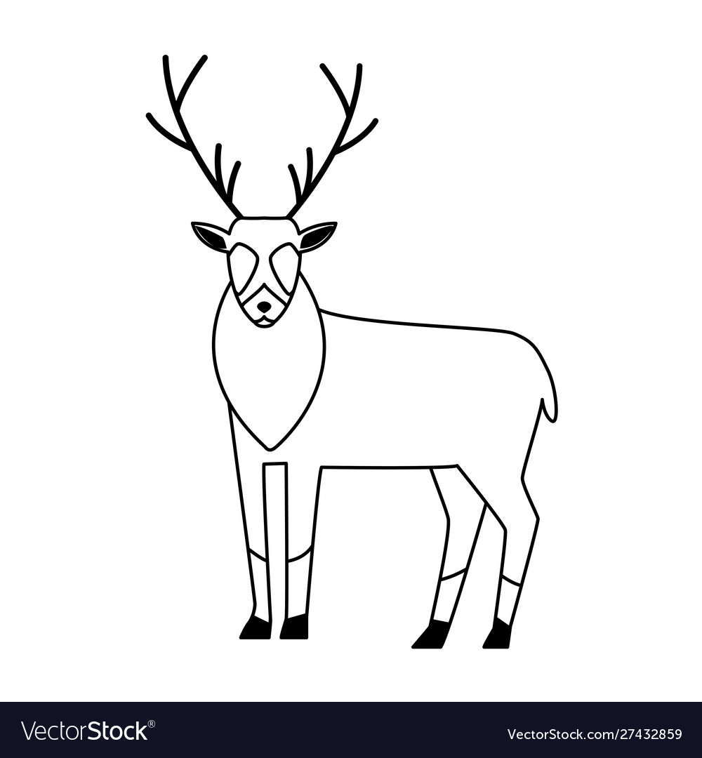 Horned deer icon black and white design Royalty Free Vector