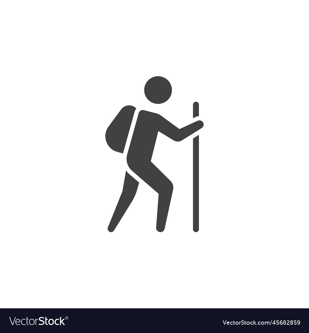 Man hiking glyph icon linear style sign Royalty Free Vector