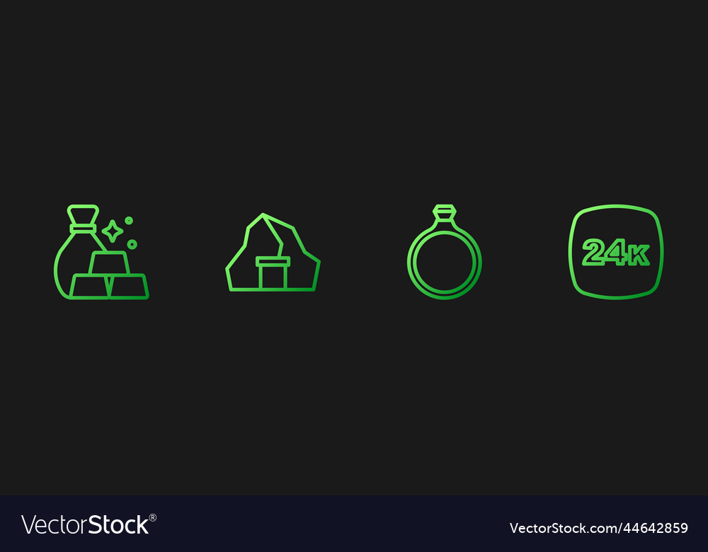 Set line gold ring bag of bars mine and 24k
