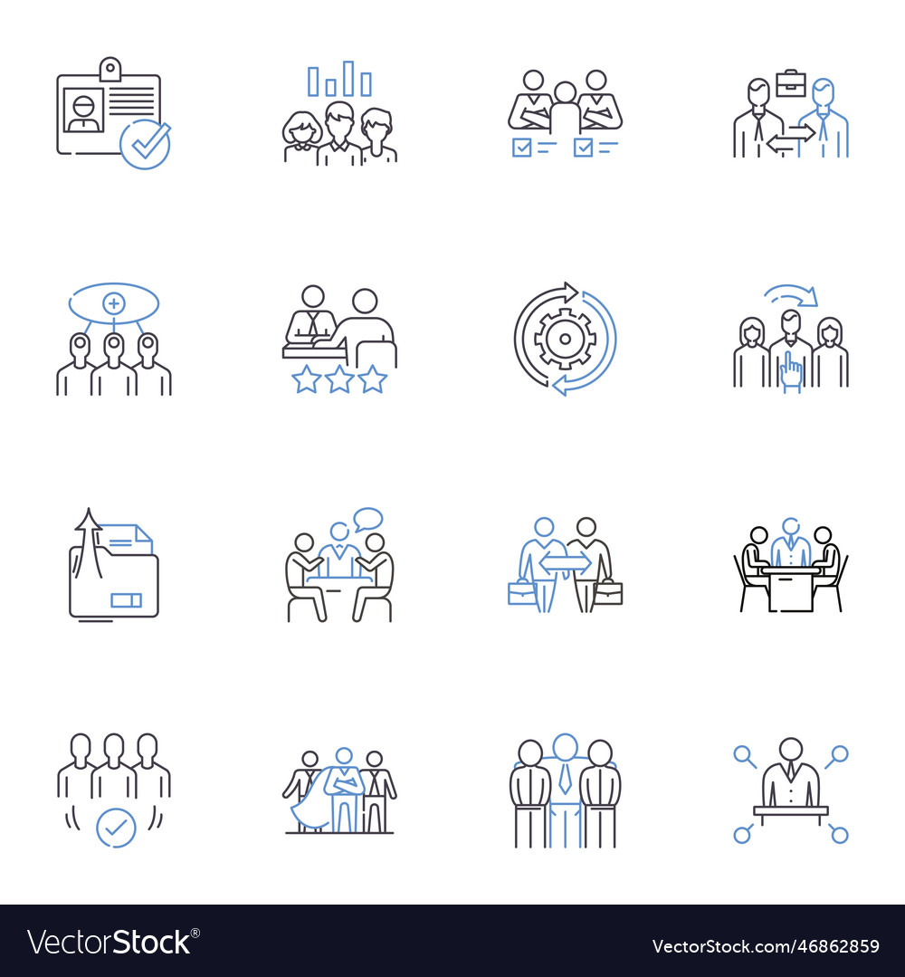 Tactical session line icons collection strategy Vector Image